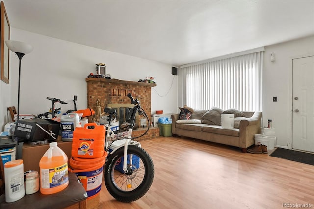 living room with hardwood / wood-style floors