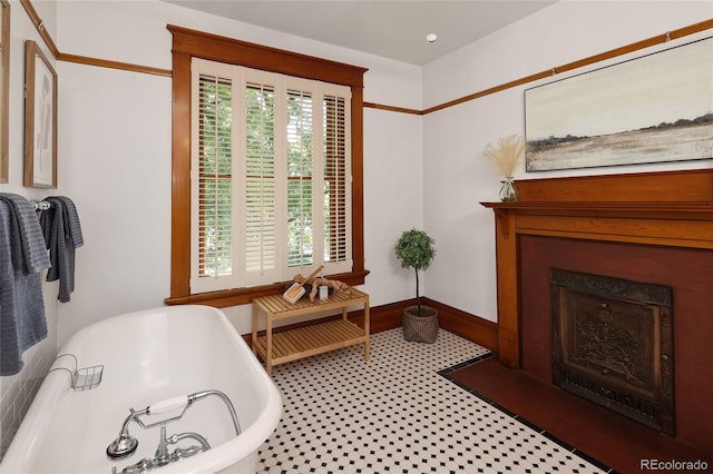 bathroom featuring a tub to relax in