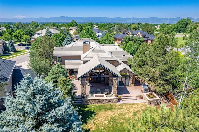 bird's eye view featuring a mountain view