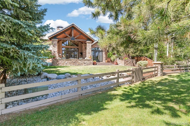 view of yard with fence