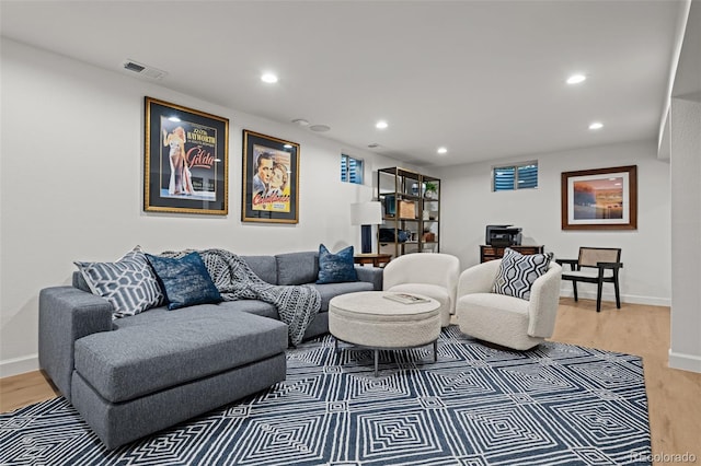 5698 Green Oaks Dr, Greenwood Village, CO 80121 - living area featuring light wood-style floors, recessed lighting, and baseboards