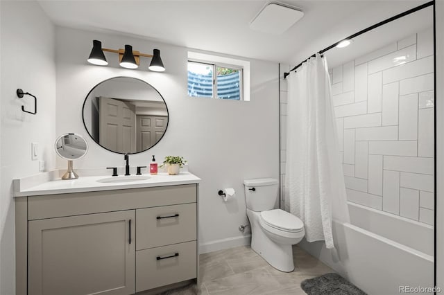 5698 Green Oaks Dr, Greenwood Village, CO 80121 - full bath with toilet, vanity, shower / bath combo, and baseboards