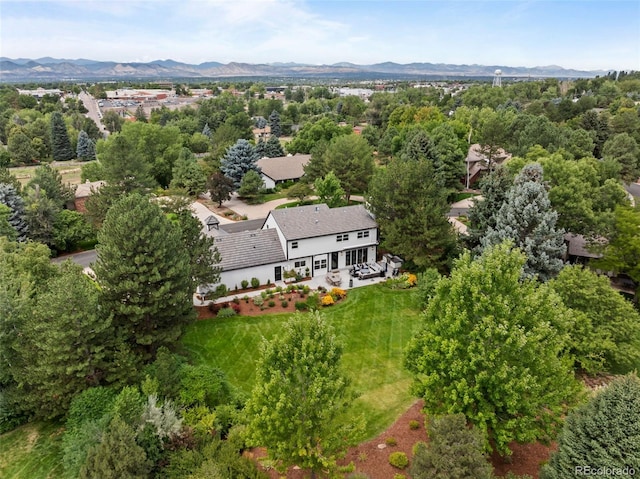 5698 Green Oaks Dr, Greenwood Village, CO 80121 - aerial view of property and surrounding area featuring mountains