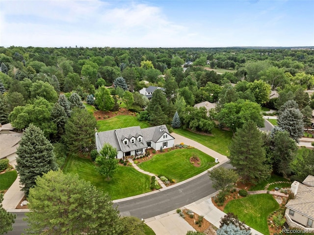 5698 Green Oaks Dr, Greenwood Village, CO 80121 - aerial view of property and surrounding area featuring a forest