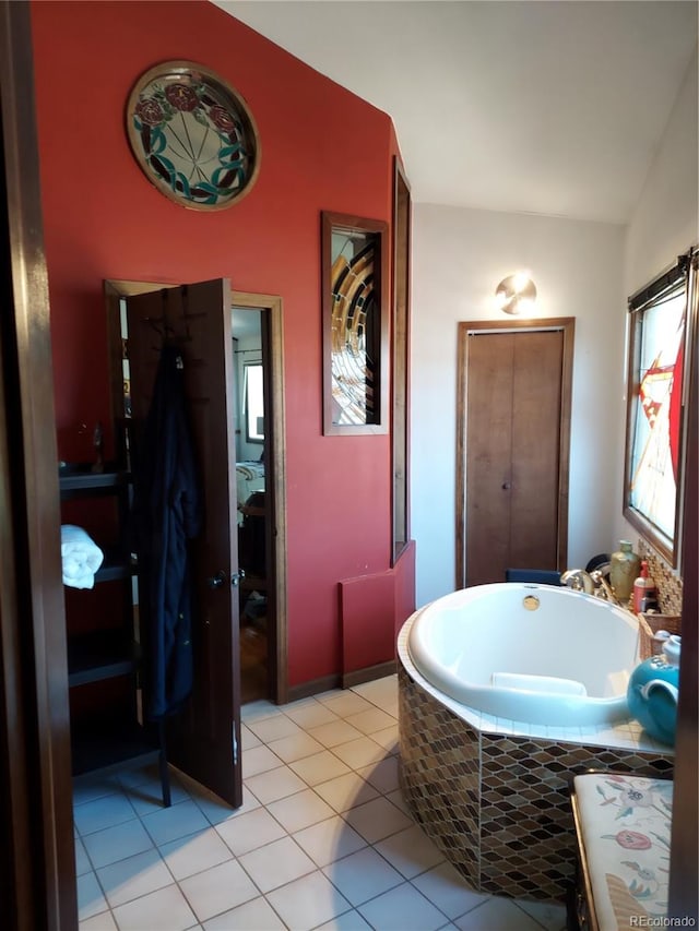 bathroom with tile patterned flooring