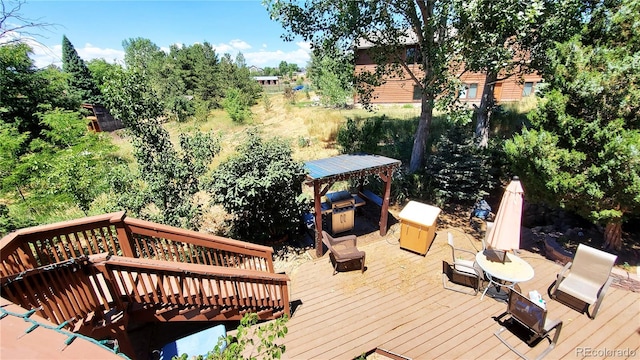 deck with a fire pit