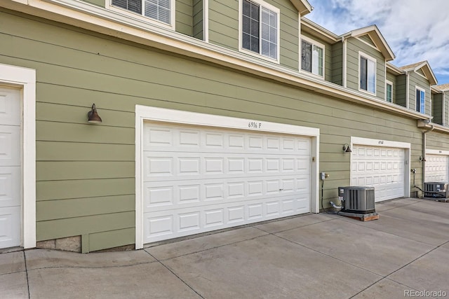 garage featuring central AC unit