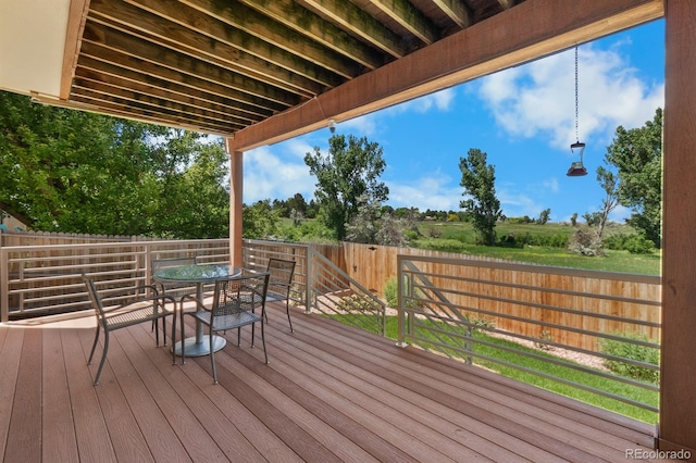 11241 E Cimmarron Dr, Englewood, CO 80111 - wooden terrace with outdoor dining area