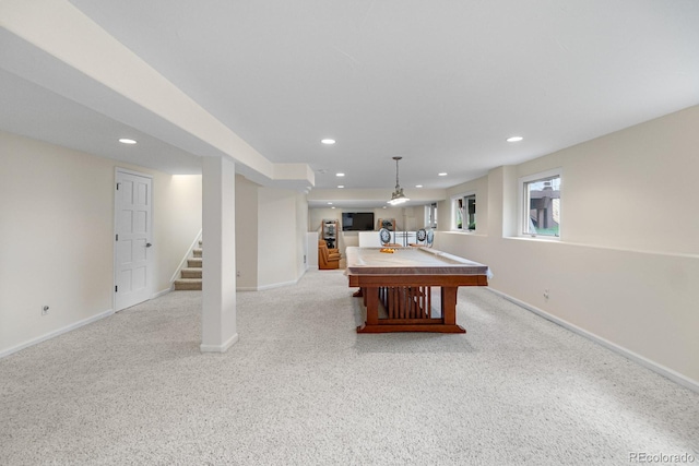 11241 E Cimmarron Dr, Englewood, CO 80111 - recreation room with pool table, recessed lighting, carpet flooring, and bar
