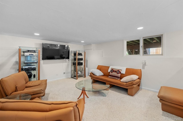 11241 E Cimmarron Dr, Englewood, CO 80111 - carpeted living area featuring recessed lighting and baseboards