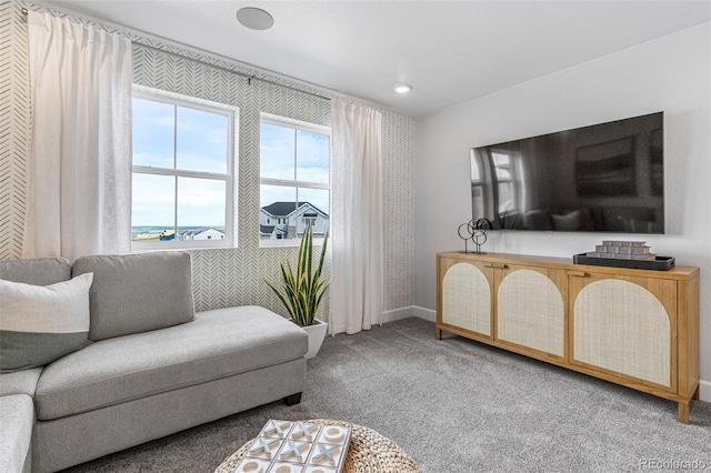 16498 W 92nd Pl, Arvada, CO 80007 - carpeted living room with baseboards and recessed lighting