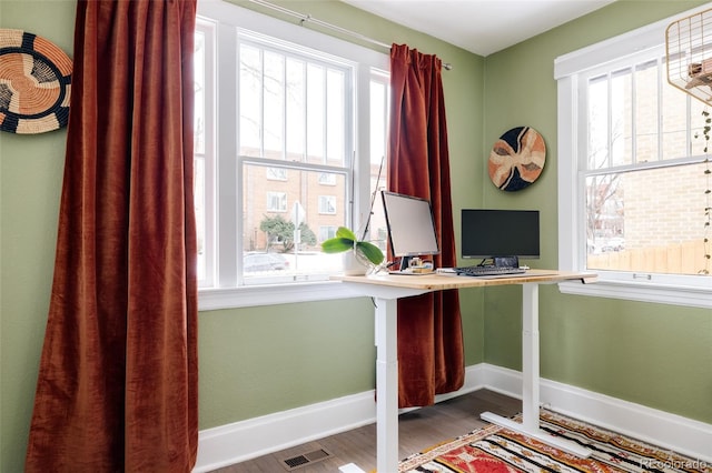 office featuring dark wood-type flooring