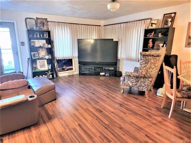 living area featuring wood finished floors