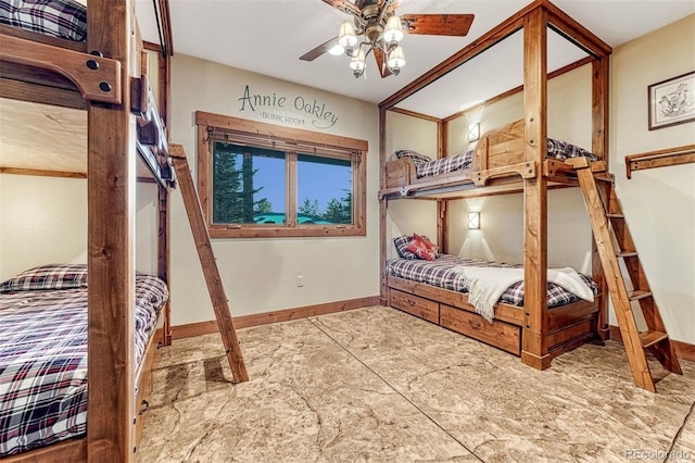 bedroom featuring ceiling fan