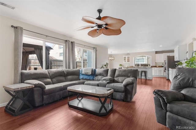 11885 Helena St, Commerce City, CO 80022 - living room with dark wood-type flooring and ceiling fan