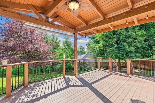 942 Xenon Ct, Golden, CO 80401 - deck with a ceiling fan and a fenced backyard