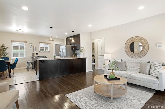 living room featuring wood-type flooring