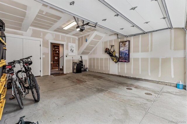 garage with a garage door opener