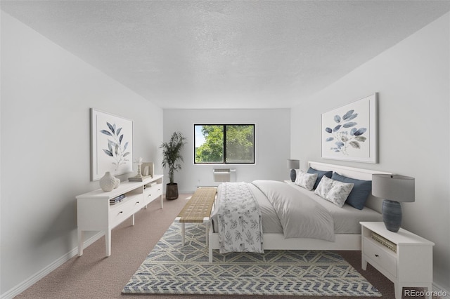 14300 E Marina Dr Unit 306, Aurora, CO 80014 - bedroom featuring carpet floors, a textured ceiling, and a wall unit AC