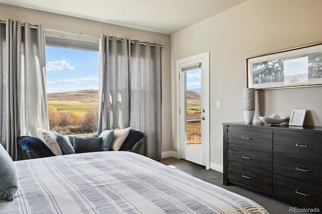 carpeted bedroom featuring access to exterior