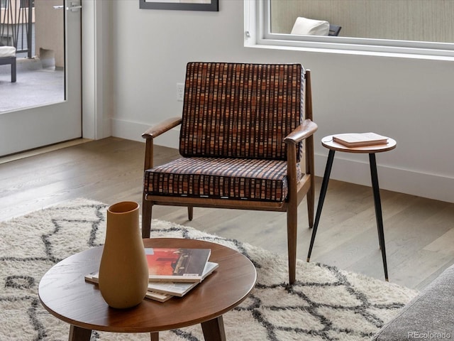 living area featuring wood finished floors