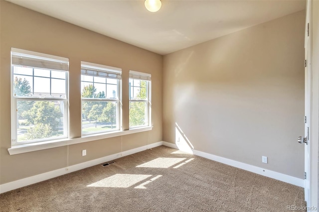 empty room featuring light colored carpet and a healthy amount of sunlight