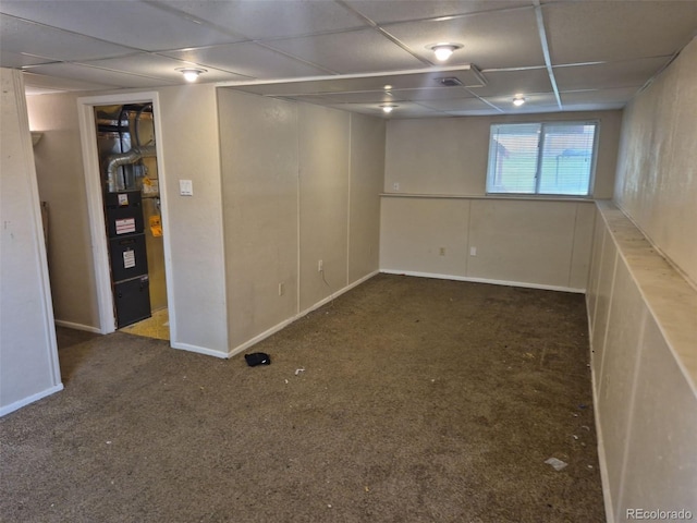 4678 S Lewiston Way, Aurora, CO 80015 - below grade area with a drop ceiling, carpet, and baseboards