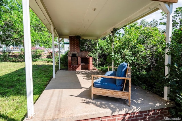 505 Maple St, Golden, CO 80403 - view of patio / terrace featuring an outdoor brick fireplace