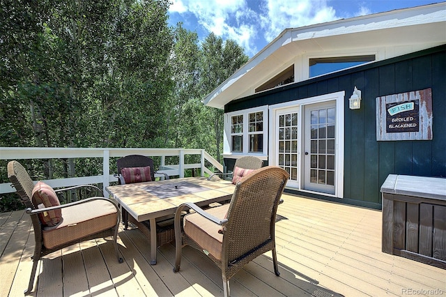 80 Meadow Ln, Bailey, CO 80421 - wooden terrace with outdoor dining space