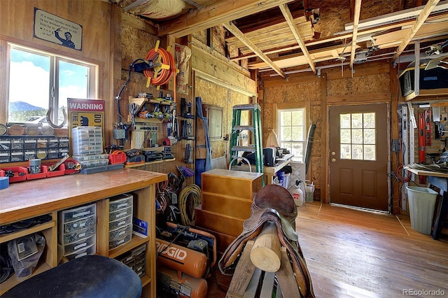 80 Meadow Ln, Bailey, CO 80421 - misc room featuring a workshop area and wood finished floors