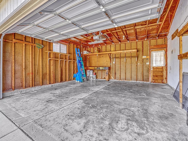 garage with a garage door opener