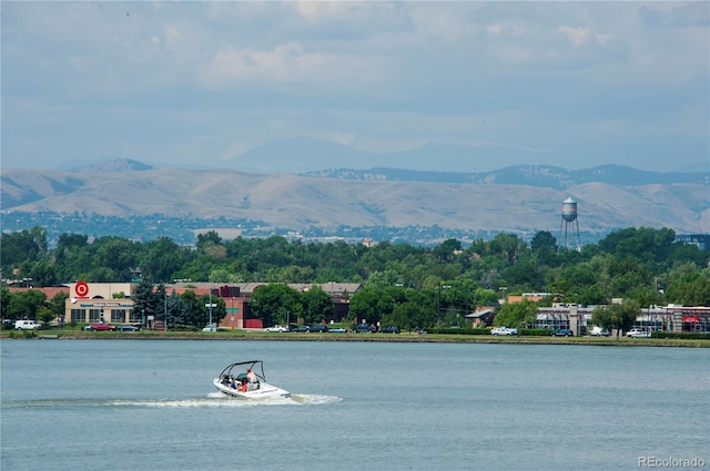 view of water feature with a mountain view