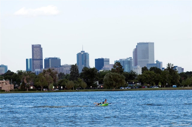 property view of water with a city view