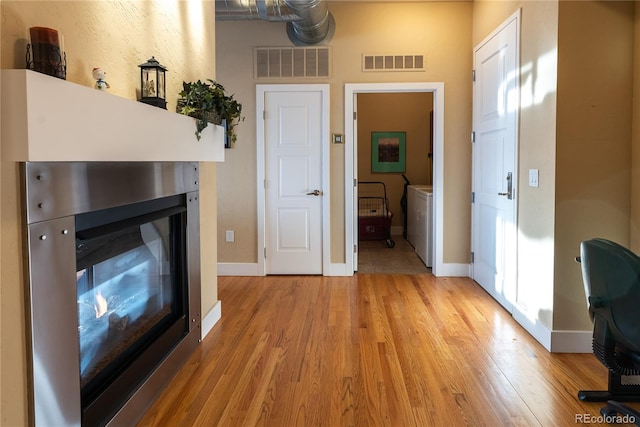 living room featuring light wood-type flooring