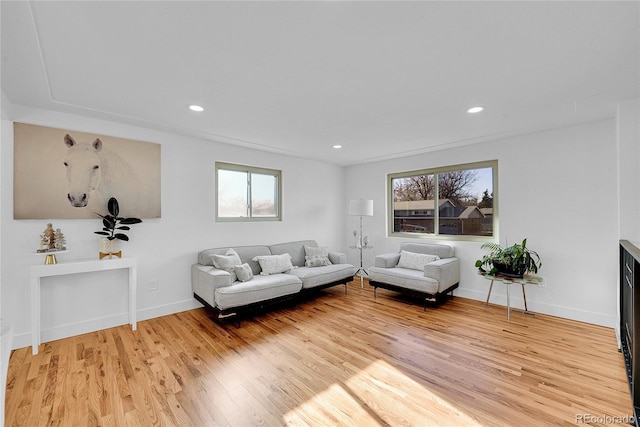 living room featuring light wood-type flooring