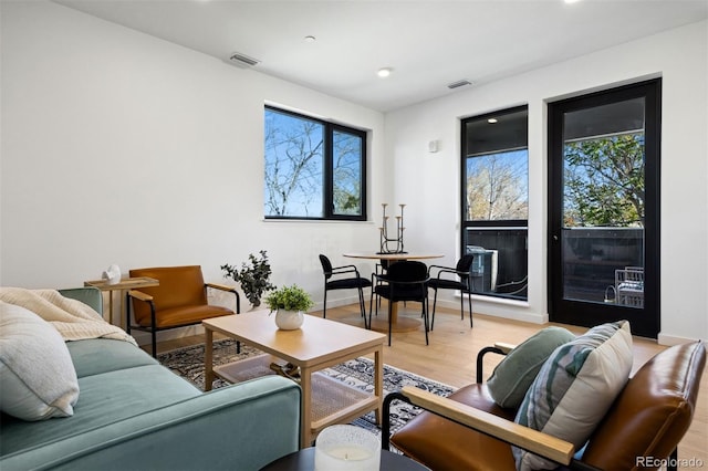 living room featuring light hardwood / wood-style floors