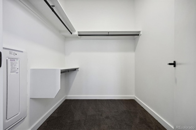 spacious closet with dark carpet