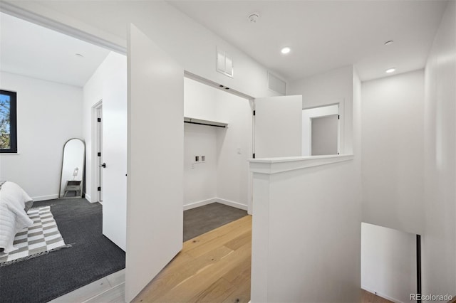 1601 Park Ave Unit 216, Denver, CO 80218 - corridor featuring recessed lighting, light wood-type flooring, and baseboards