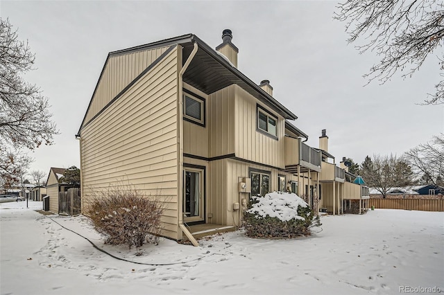 view of snow covered exterior