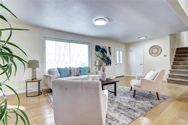 living room with light wood-type flooring