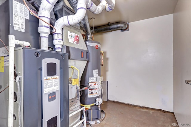 utility room with water heater