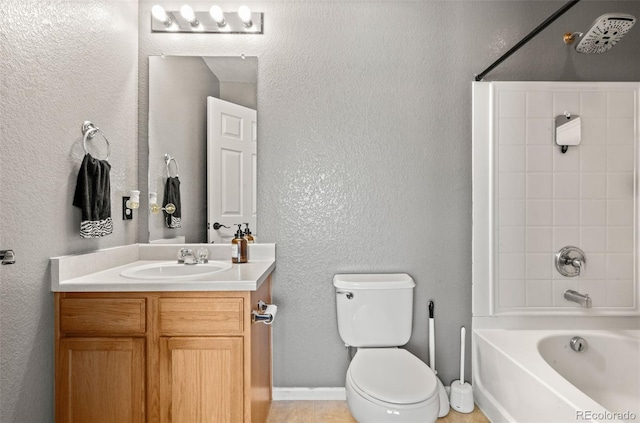 4695 Andes St, Denver, CO 80249 - bathroom featuring vanity, a textured wall, and shower / bath combination