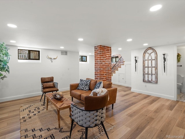 living room featuring light hardwood / wood-style floors