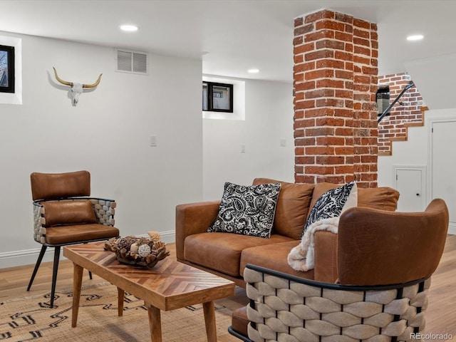 living room with light wood-type flooring