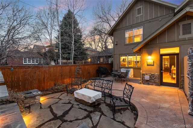 view of patio / terrace with outdoor dining area and a fenced backyard