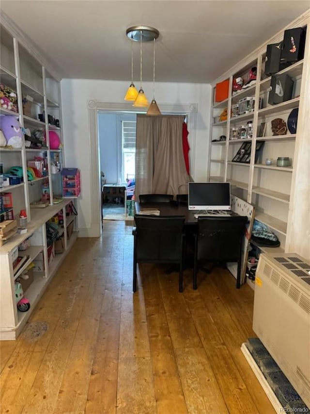 office with wood-type flooring