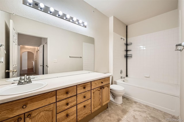 14221 E 1st Dr Unit 303, Aurora, CO 80011 - full bathroom with toilet, vanity, shower / washtub combination, and tile patterned floors