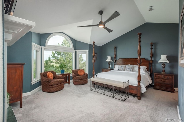 171 October Pl, Castle Rock, CO 80104 - carpeted bedroom with lofted ceiling and a ceiling fan