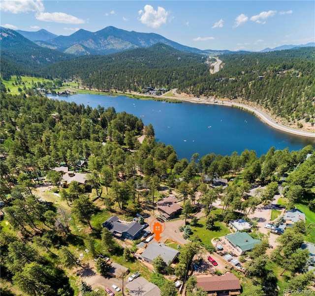 4805 S Blue Spruce Rd, Evergreen, CO 80439 - view of property location featuring a heavily wooded area and a water and mountain view