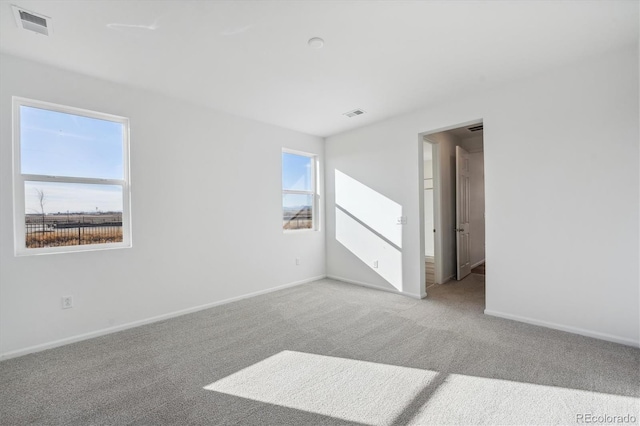 spare room featuring light carpet